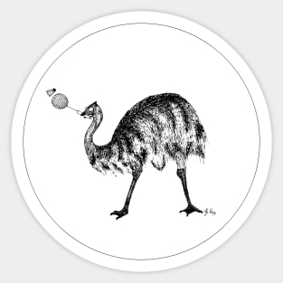 Emu playing badminton Sticker